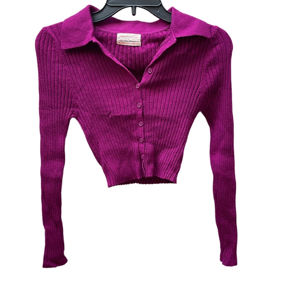 ❤️ URBAN OUTFITTERS UO RIBBED BERRY CARDIGAN CROPPED SWEATER SIZE SMALL